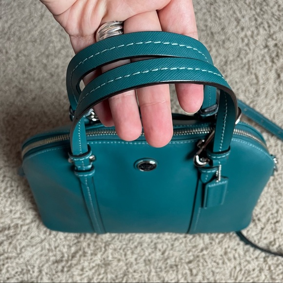 Coach Peyton Teal Green Leather Bag - Picture 4 of 10